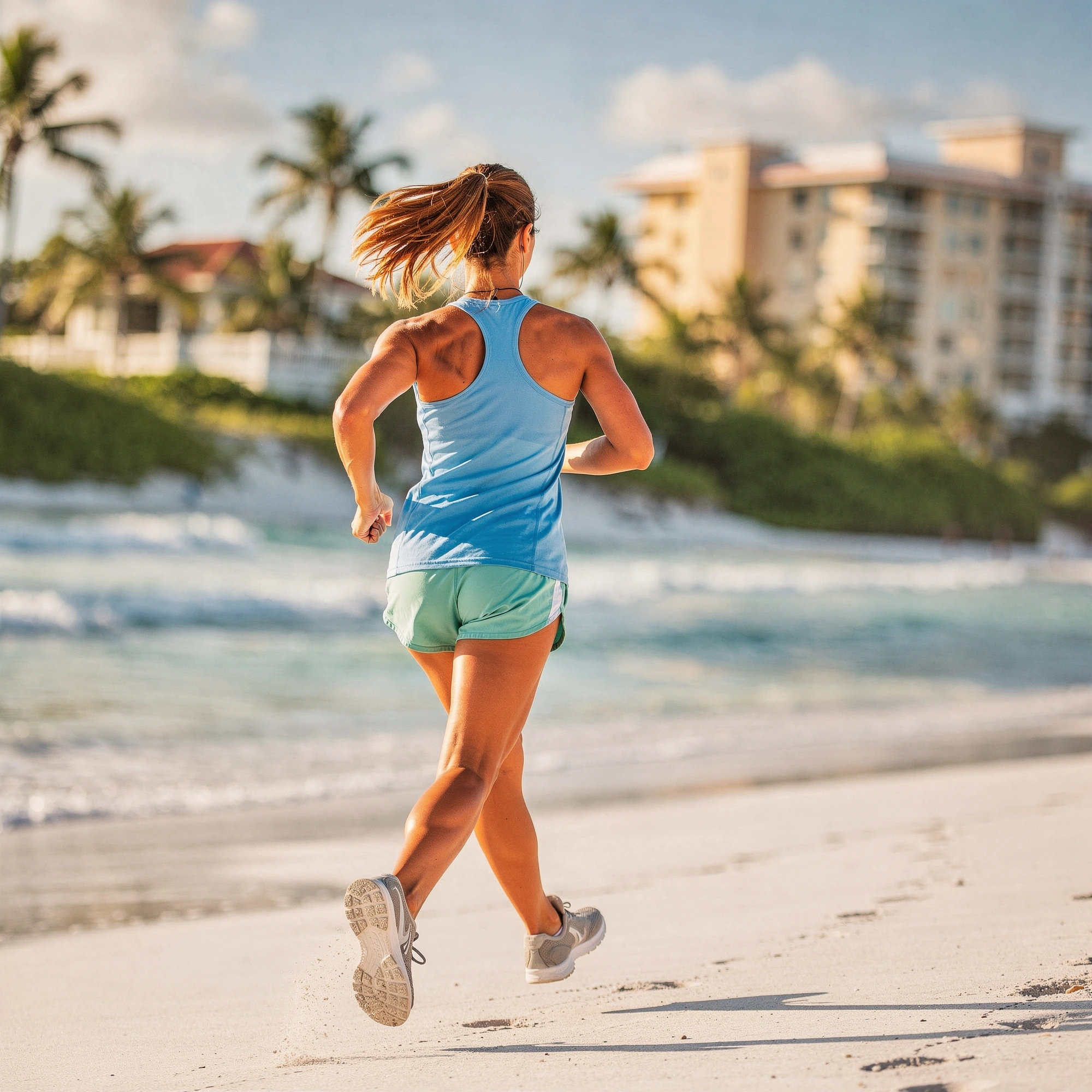 Woman walking on a Southwest Florida beach - ongoing pelvic health support for Bonita Springs, FL patients